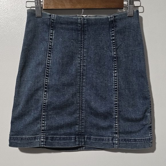 Free People | Modern Femme Denim Mini Skirt in Faded Indigo - Picture 2 of 5